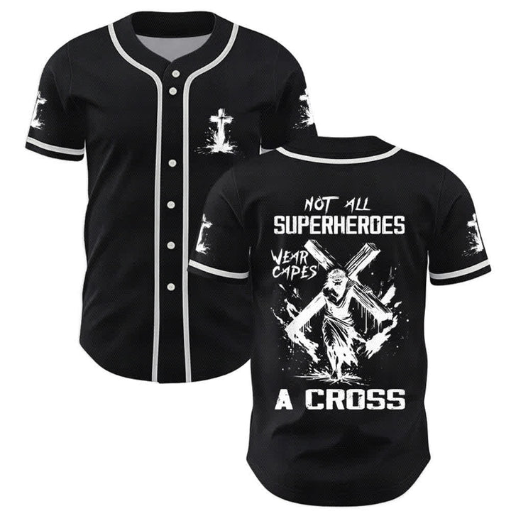 Christianartworkshop Non tutti i supereroi indossano mantelli Maglia da baseball unisex con croce - Nero - 5XL - image 7