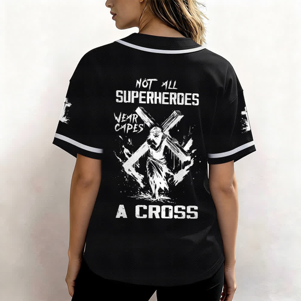 Christianartworkshop Non tutti i supereroi indossano mantelli Maglia da baseball unisex con croce - image 12