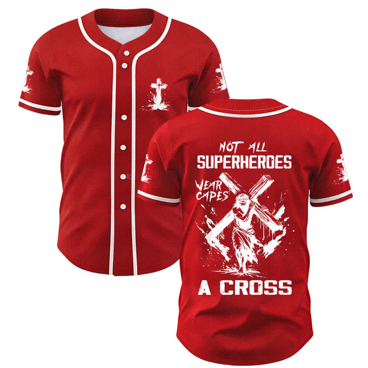 Christianartworkshop Non tutti i supereroi indossano mantelli Maglia da baseball unisex con croce - Rosso - 5XL - image 14