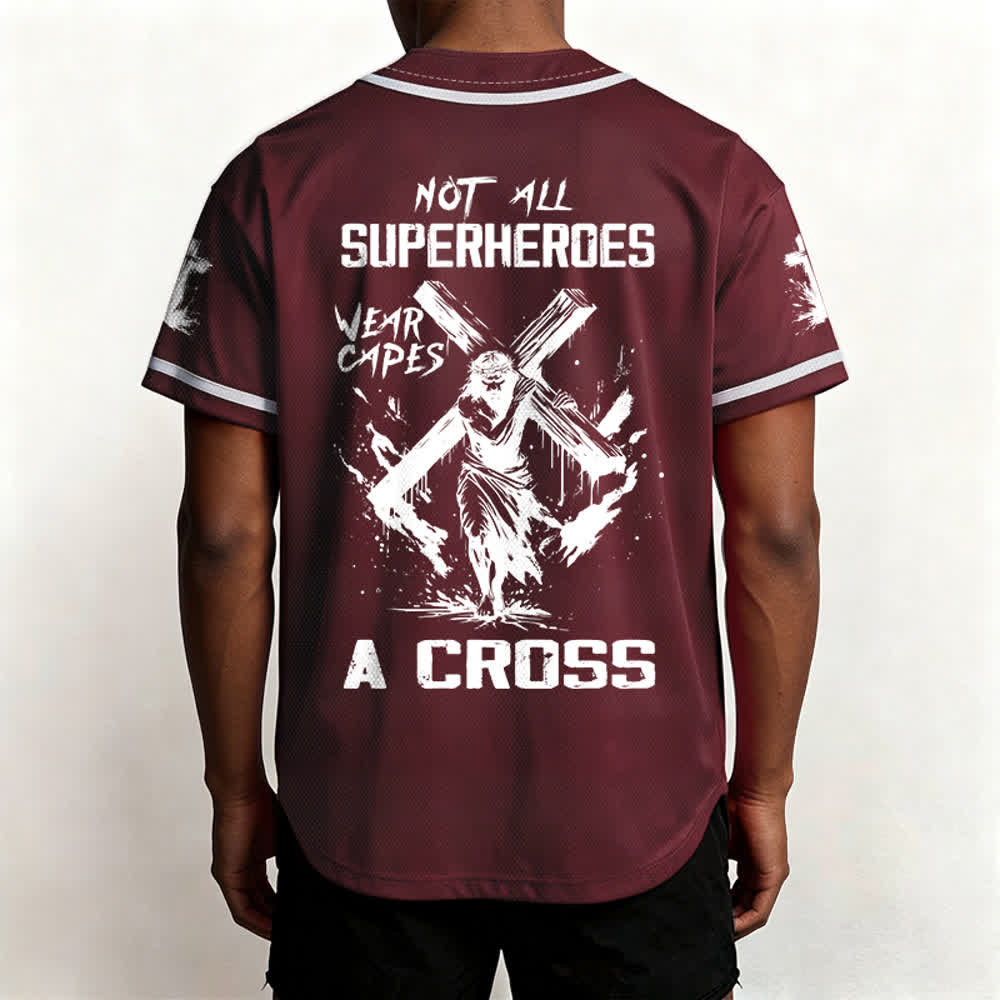 Christianartworkshop Non tutti i supereroi indossano mantelli Maglia da baseball unisex con croce - image 26