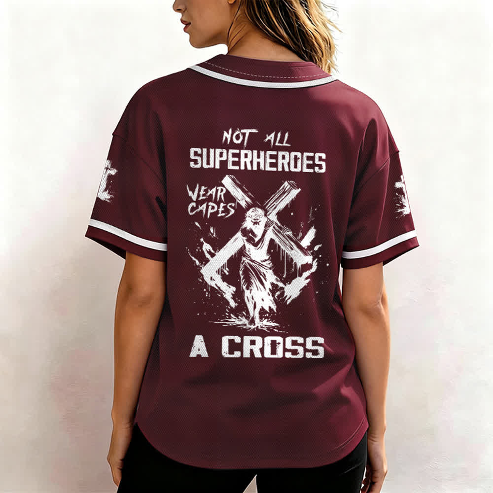 Christianartworkshop Non tutti i supereroi indossano mantelli Maglia da baseball unisex con croce - image 24