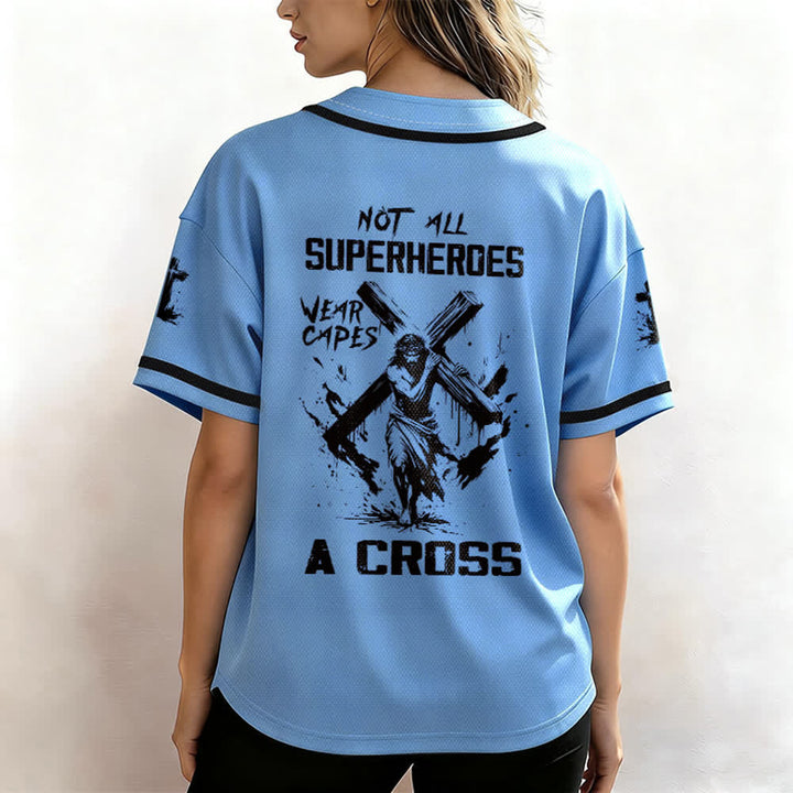 Christianartworkshop Non tutti i supereroi indossano mantelli Maglia da baseball unisex con croce - image 31