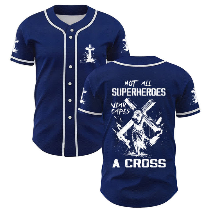 Christianartworkshop Non tutti i supereroi indossano mantelli Maglia da baseball unisex con croce - Blu navy - 5XL - image 35