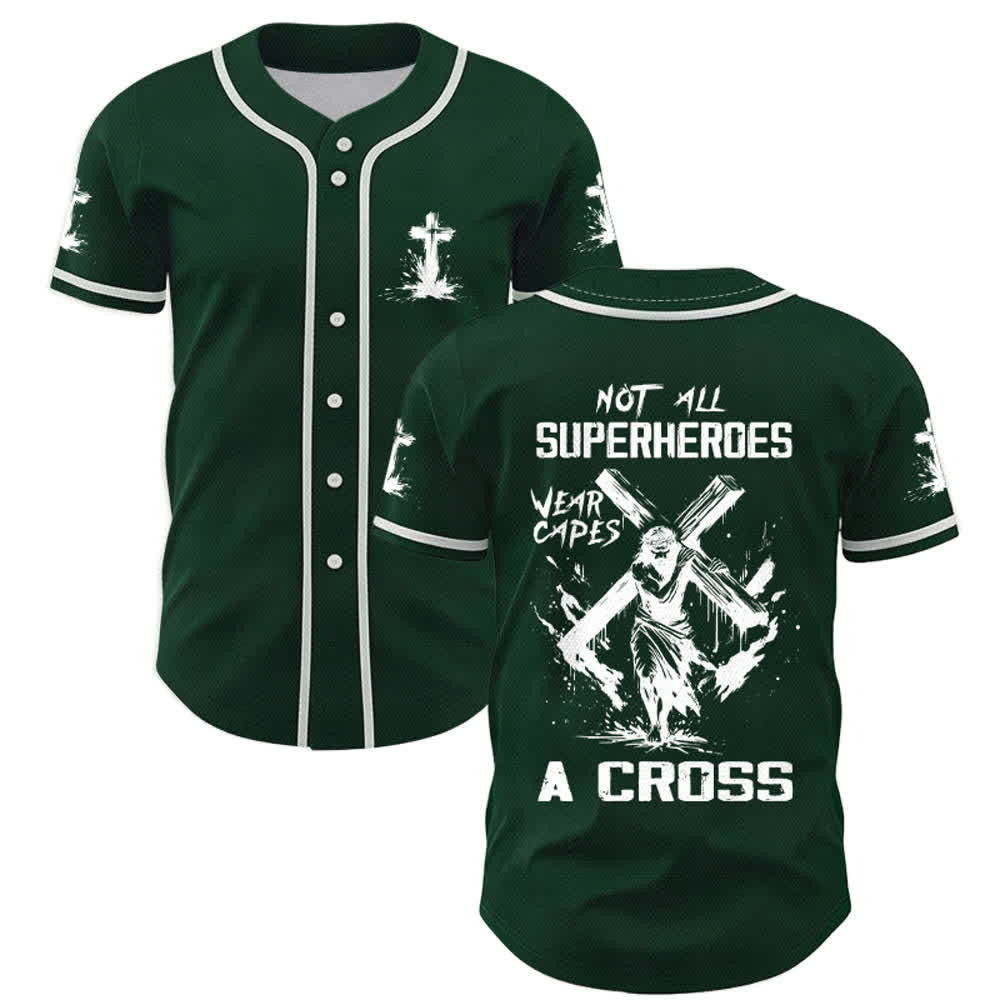 Christianartworkshop Non tutti i supereroi indossano mantelli Maglia da baseball unisex con croce - Verde - 5XL - image 42