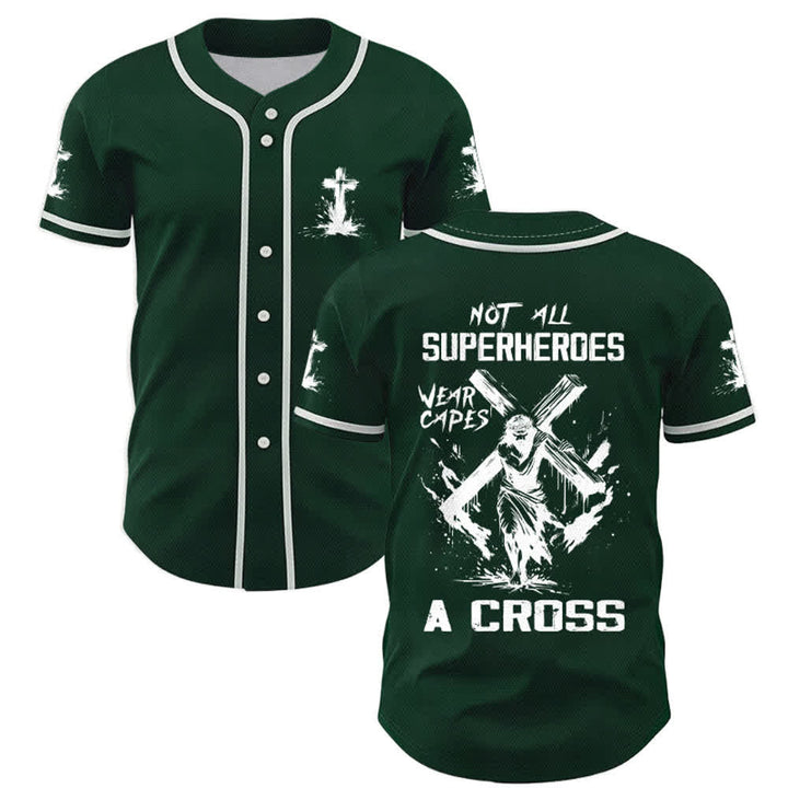 Christianartworkshop Non tutti i supereroi indossano mantelli Maglia da baseball unisex con croce - Verde - 5XL - image 42