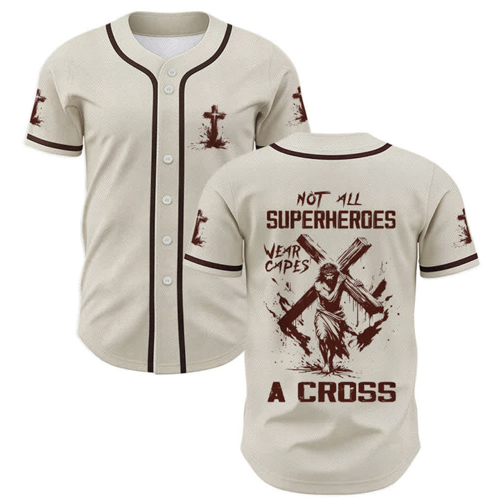 Christianartworkshop Non tutti i supereroi indossano mantelli Maglia da baseball unisex con croce - Albicocca - 5XL - image 49