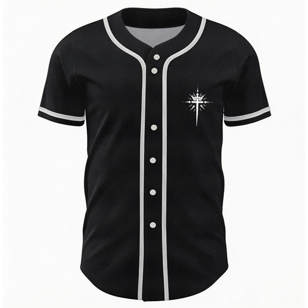 Christianartworkshop Gesù è Re Ali d'angelo Croce Dichiarazione di fede Maglia da baseball personalizzata - image 2