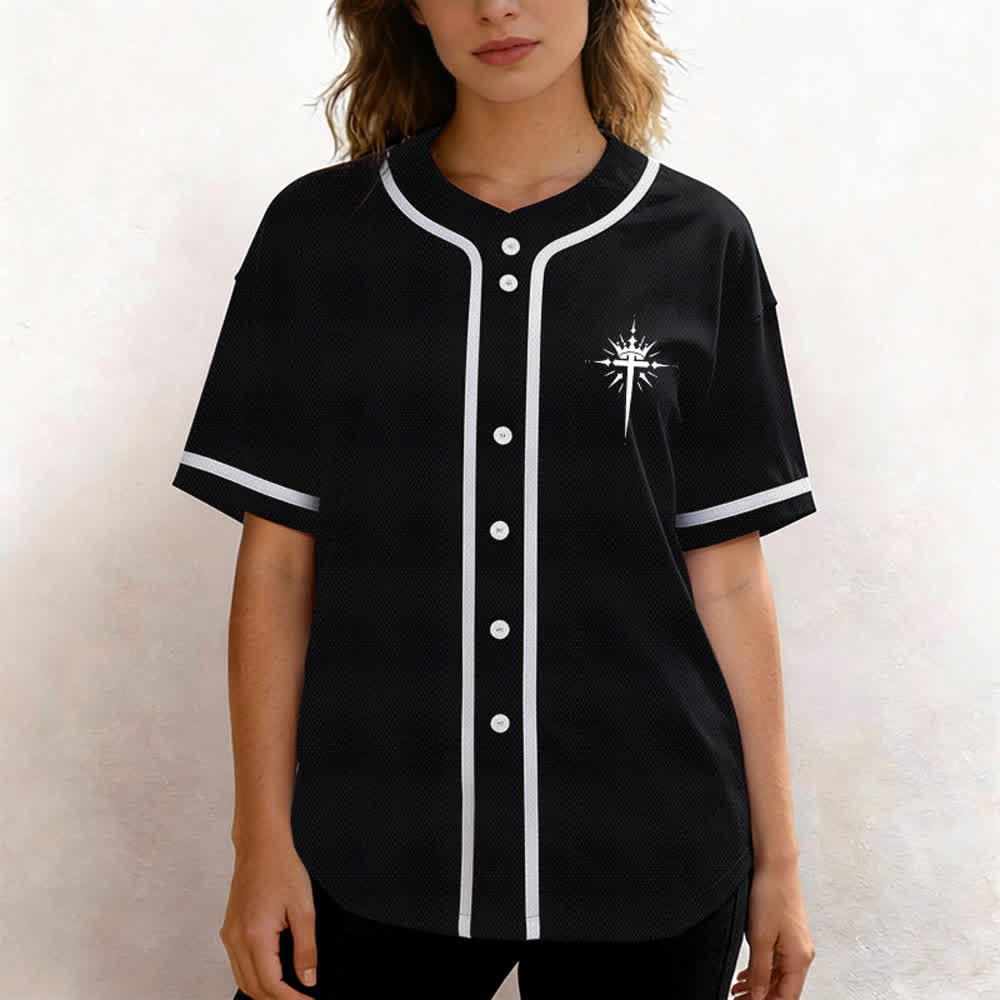 Christianartworkshop Gesù è Re Ali d'angelo Croce Dichiarazione di fede Maglia da baseball personalizzata - image 4