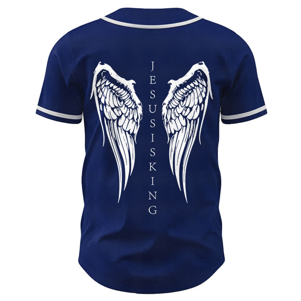 Christianartworkshop Gesù è Re Ali d'angelo Croce Dichiarazione di fede Maglia da baseball personalizzata - image 8