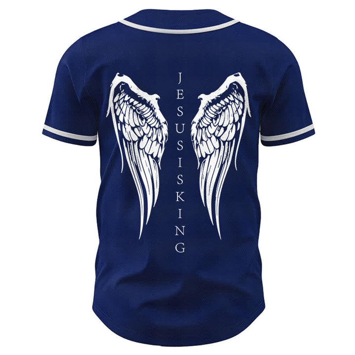 Christianartworkshop Gesù è Re Ali d'angelo Croce Dichiarazione di fede Maglia da baseball personalizzata - image 8