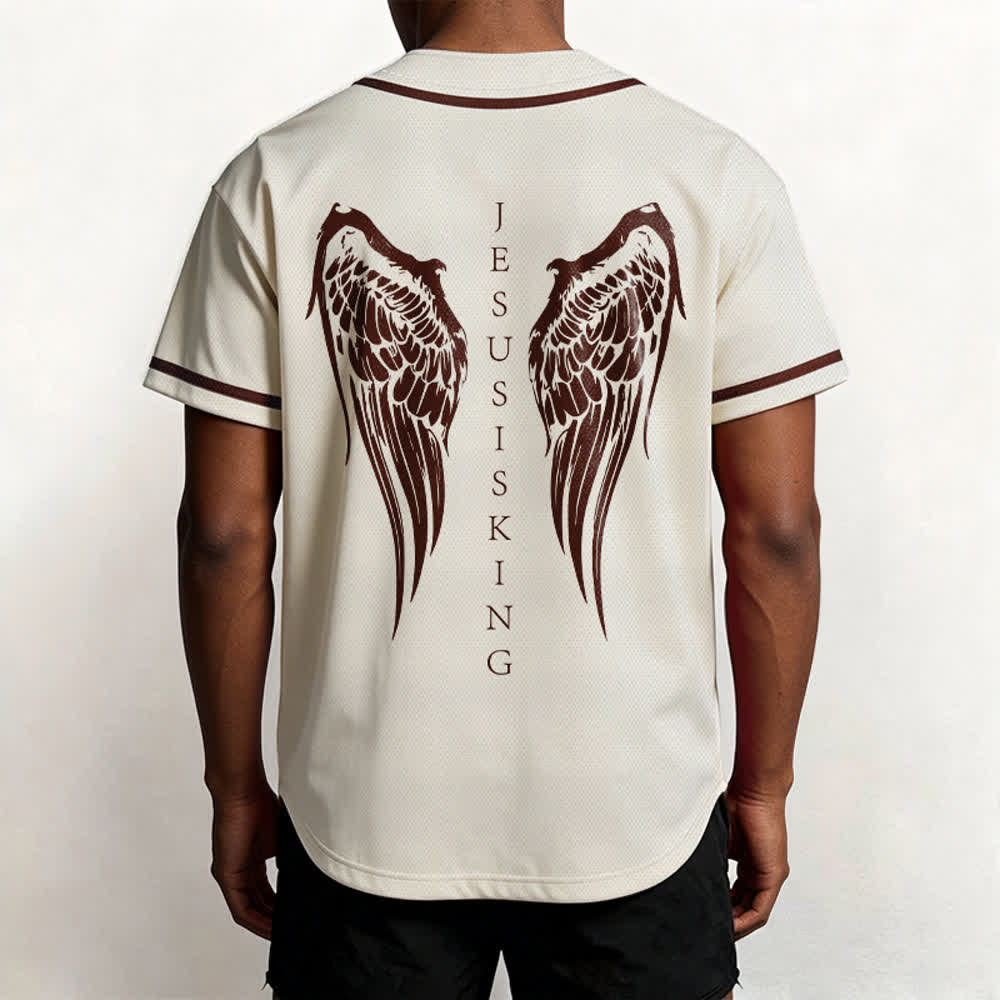 Christianartworkshop Gesù è Re Ali d'angelo Croce Dichiarazione di fede Maglia da baseball personalizzata - image 19