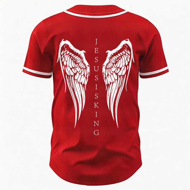 Christianartworkshop Gesù è Re Ali d'angelo Croce Dichiarazione di fede Maglia da baseball personalizzata - image 29