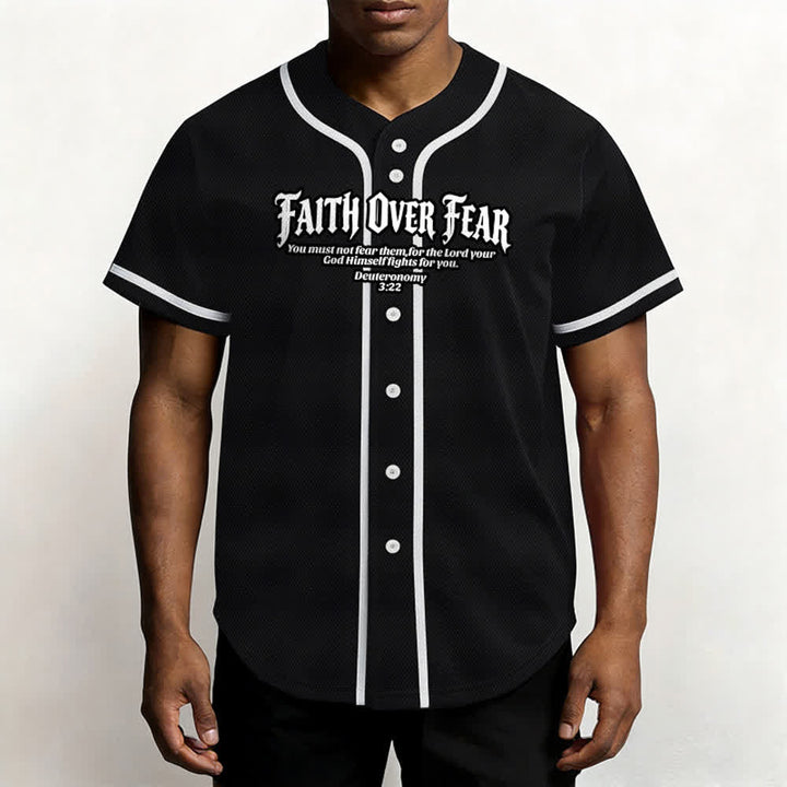 Christianartworkshop Fede al di sopra della paura Deuteronomio 3:22 Maglia da baseball con corona di spine e croce - image 10