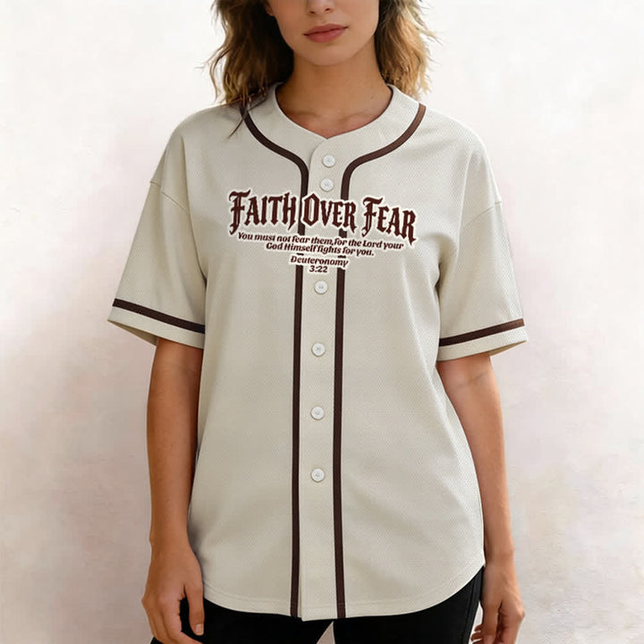 Christianartworkshop Fede al di sopra della paura Deuteronomio 3:22 Maglia da baseball con corona di spine e croce - image 17