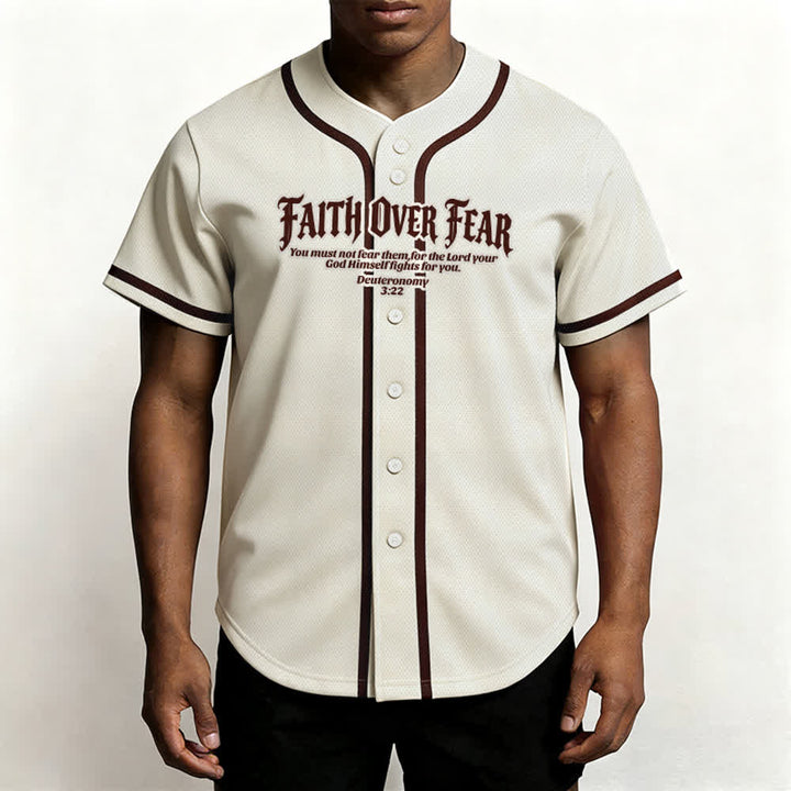 Christianartworkshop Fede al di sopra della paura Deuteronomio 3:22 Maglia da baseball con corona di spine e croce - image 19