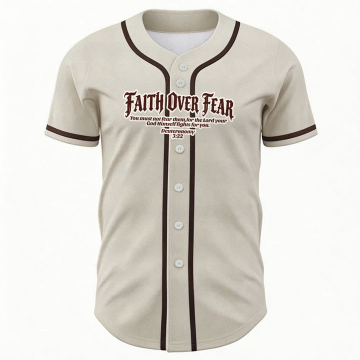 Christianartworkshop Fede al di sopra della paura Deuteronomio 3:22 Maglia da baseball con corona di spine e croce - image 15