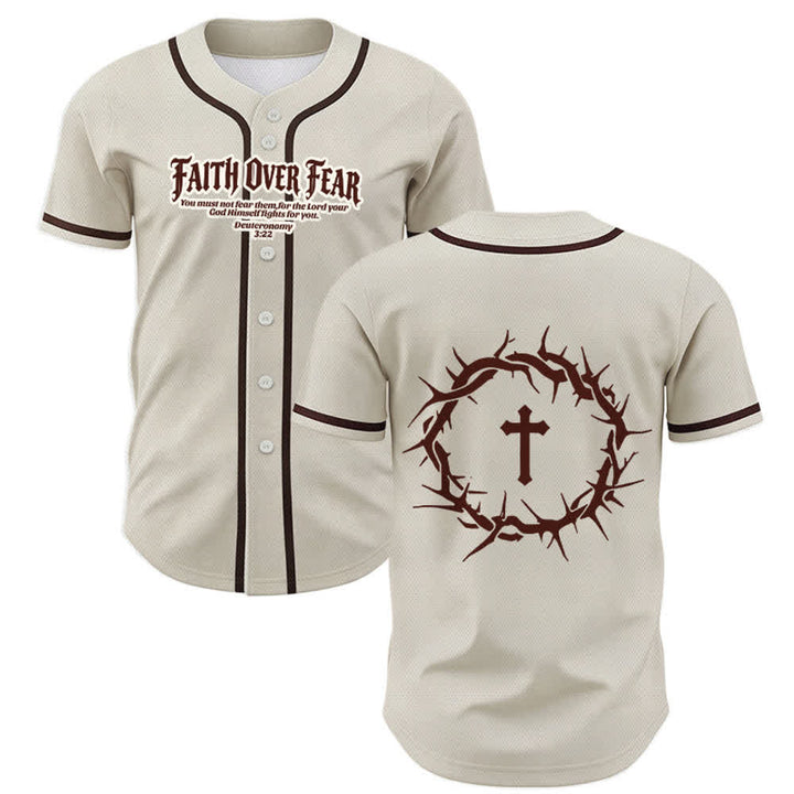 Christianartworkshop Fede al di sopra della paura Deuteronomio 3:22 Maglia da baseball con corona di spine e croce - Albicocca - 5XL - image 14
