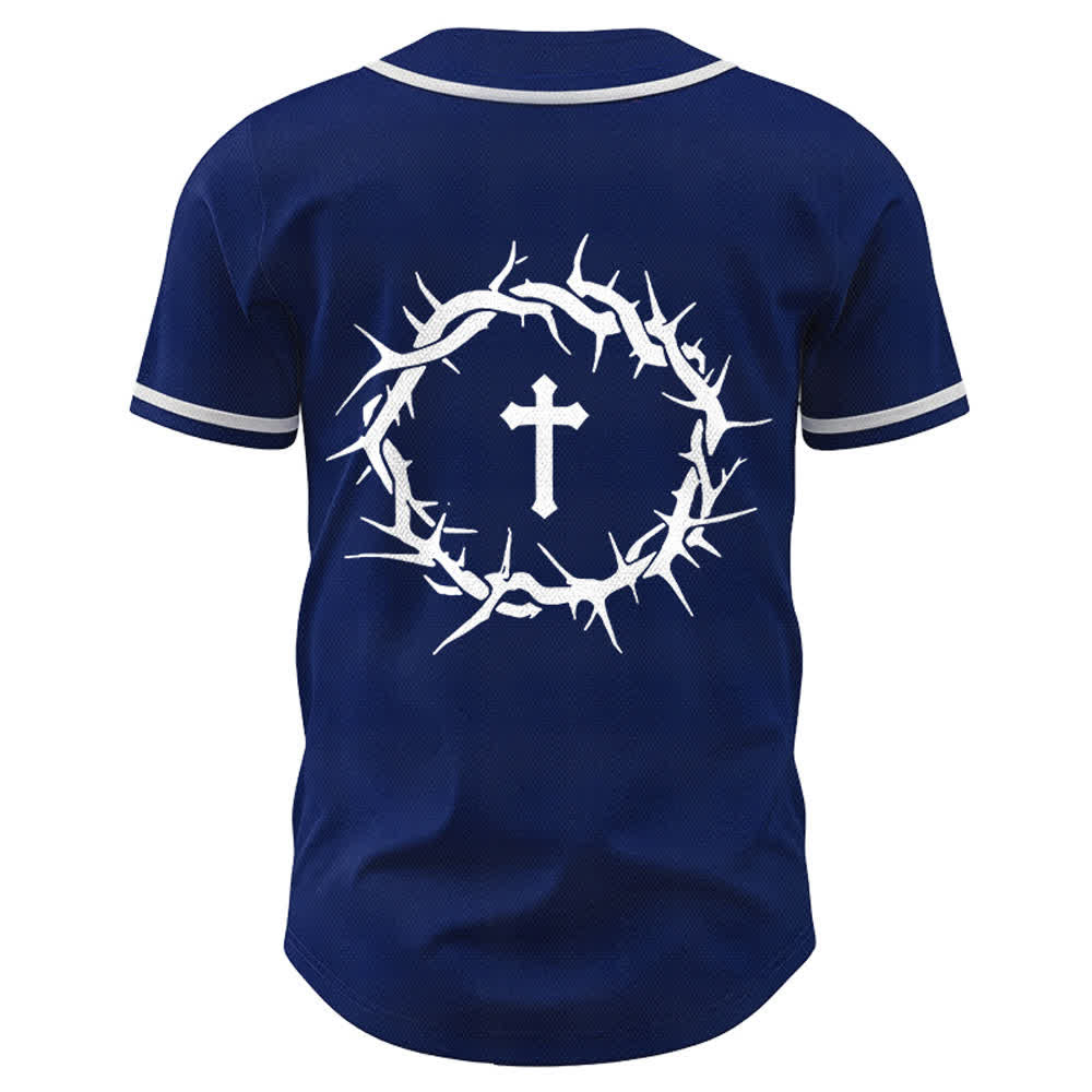 Christianartworkshop Fede al di sopra della paura Deuteronomio 3:22 Maglia da baseball con corona di spine e croce - image 23
