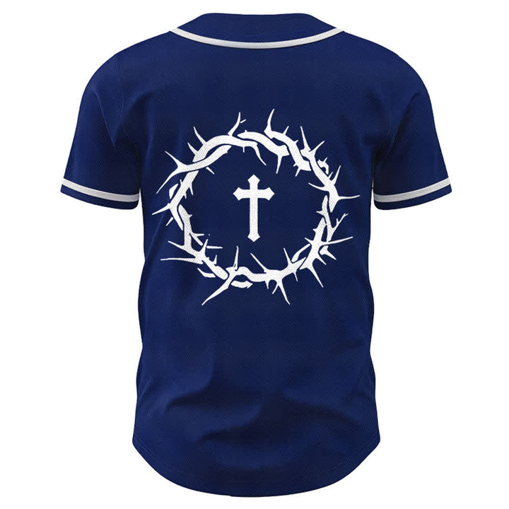 Christianartworkshop Fede al di sopra della paura Deuteronomio 3:22 Maglia da baseball con corona di spine e croce - image 23