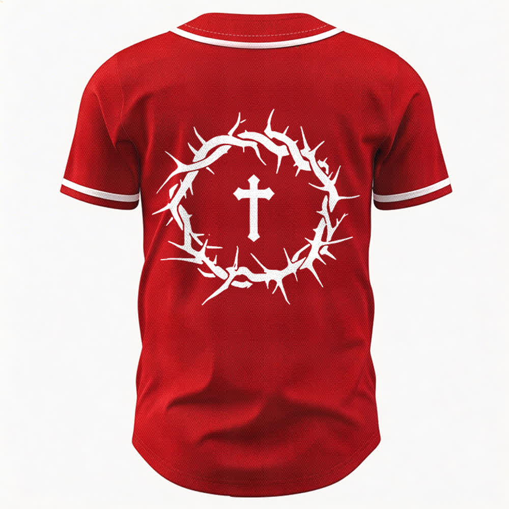 Christianartworkshop Fede al di sopra della paura Deuteronomio 3:22 Maglia da baseball con corona di spine e croce - image 30