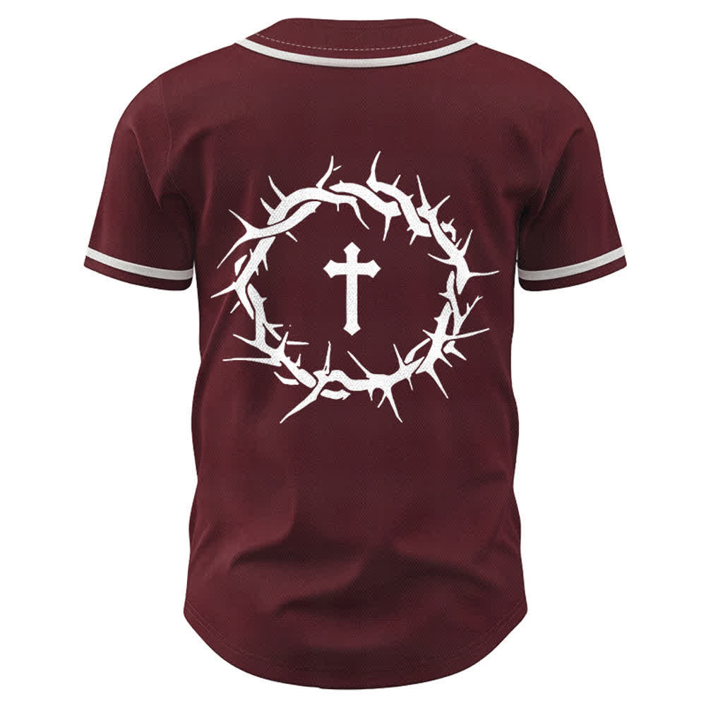 Christianartworkshop Fede al di sopra della paura Deuteronomio 3:22 Maglia da baseball con corona di spine e croce - image 37