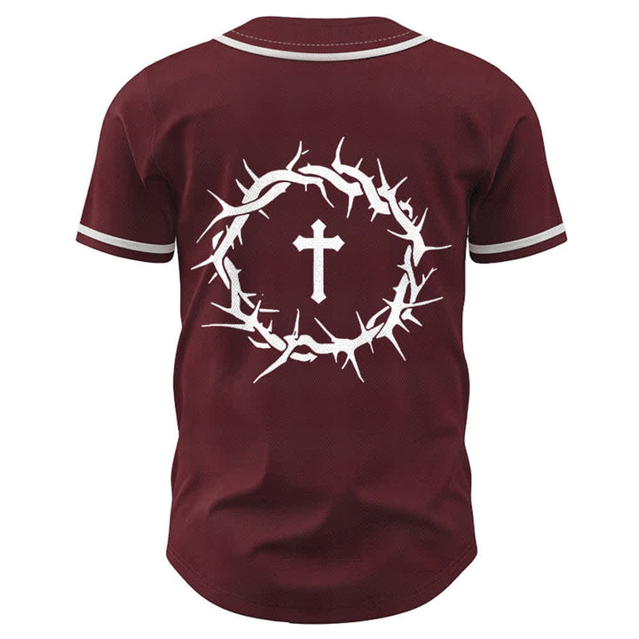 Christianartworkshop Fede al di sopra della paura Deuteronomio 3:22 Maglia da baseball con corona di spine e croce - image 37