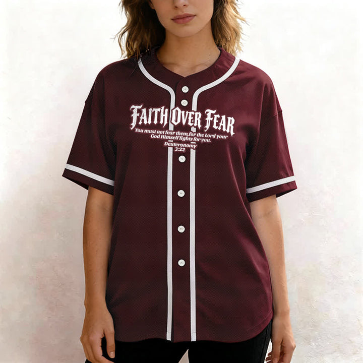 Christianartworkshop Fede al di sopra della paura Deuteronomio 3:22 Maglia da baseball con corona di spine e croce - image 38