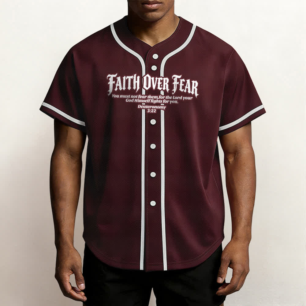 Christianartworkshop Fede al di sopra della paura Deuteronomio 3:22 Maglia da baseball con corona di spine e croce - image 40