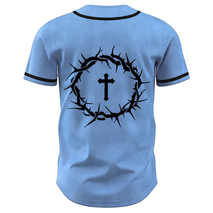 Christianartworkshop Fede al di sopra della paura Deuteronomio 3:22 Maglia da baseball con corona di spine e croce - image 44