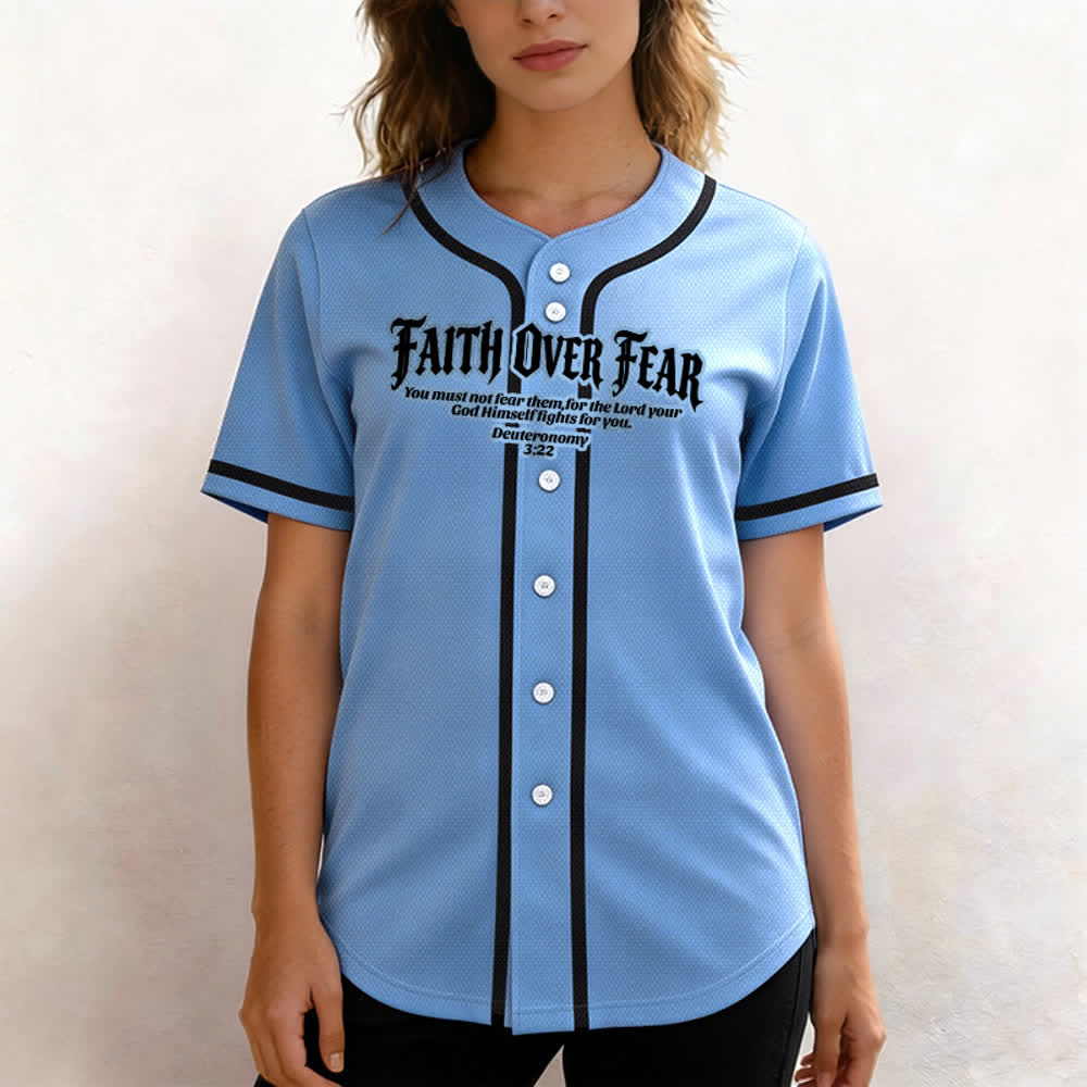 Christianartworkshop Fede al di sopra della paura Deuteronomio 3:22 Maglia da baseball con corona di spine e croce - image 45