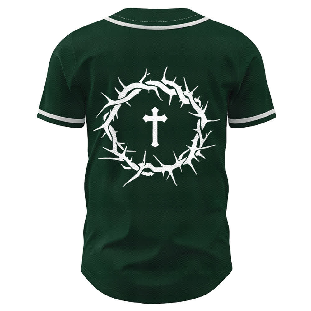 Christianartworkshop Fede al di sopra della paura Deuteronomio 3:22 Maglia da baseball con corona di spine e croce - image 51