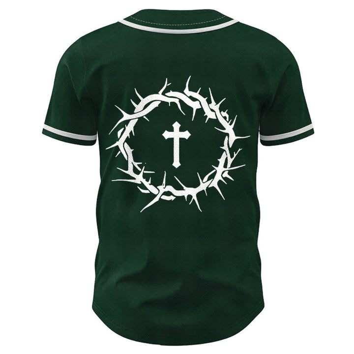 Christianartworkshop Fede al di sopra della paura Deuteronomio 3:22 Maglia da baseball con corona di spine e croce - image 51