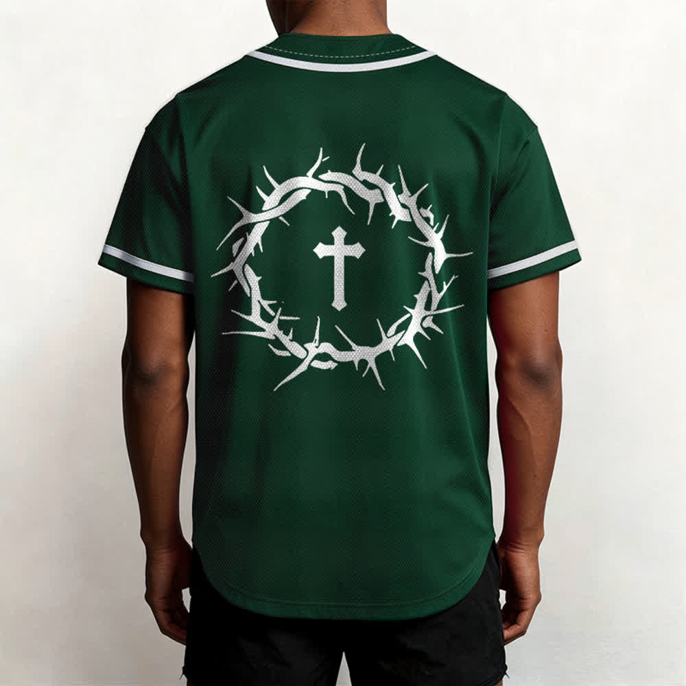 Christianartworkshop Fede al di sopra della paura Deuteronomio 3:22 Maglia da baseball con corona di spine e croce - image 55