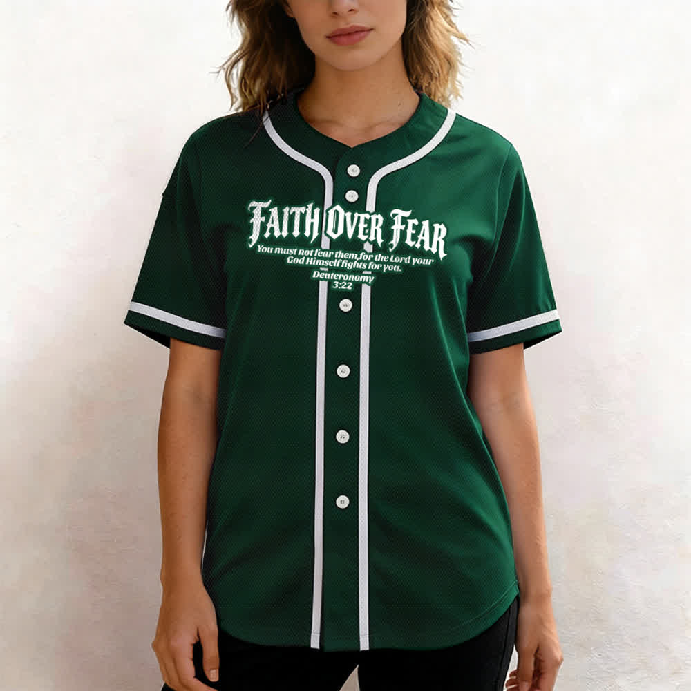 Christianartworkshop Fede al di sopra della paura Deuteronomio 3:22 Maglia da baseball con corona di spine e croce - image 52
