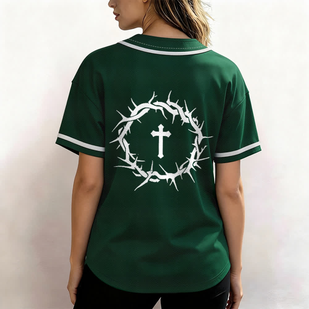 Christianartworkshop Fede al di sopra della paura Deuteronomio 3:22 Maglia da baseball con corona di spine e croce - image 53