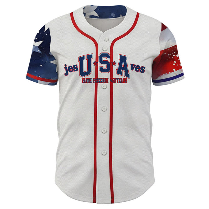 Christianartworkshop Maglia da baseball personalizzata con scritta "Gesù salva gli Stati Uniti", patriottismo, fede e libertà - image 1