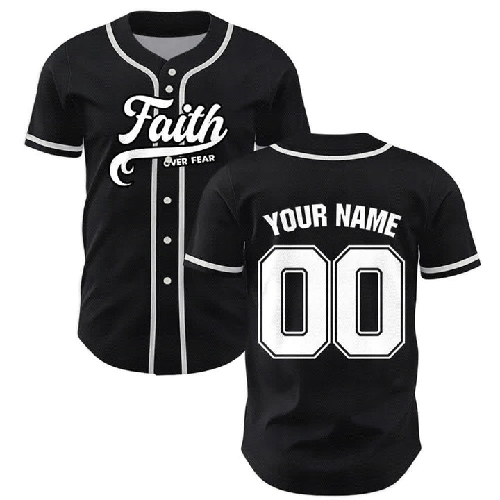Christianartworkshop Faith Over Fear Maglia da baseball unisex personalizzata con nome e numero - image 1