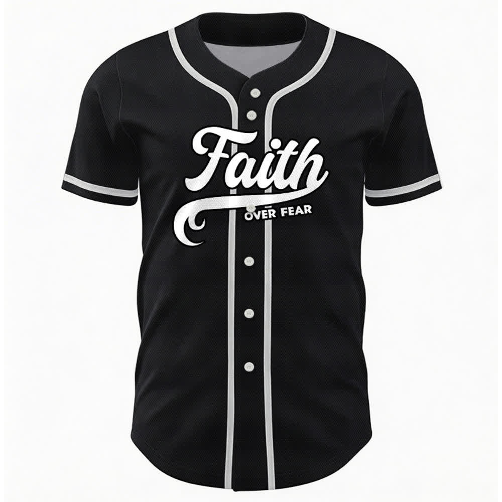 Christianartworkshop Faith Over Fear Maglia da baseball unisex personalizzata con nome e numero - image 2