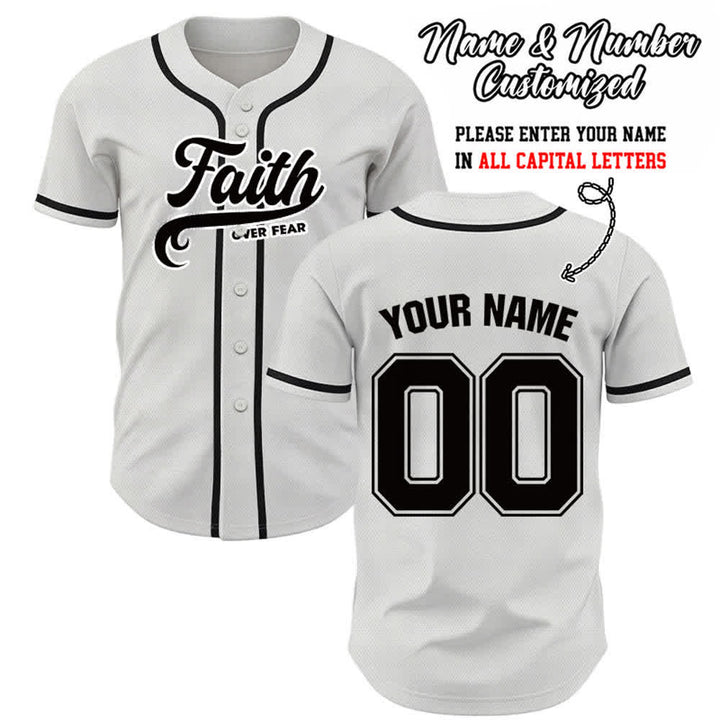 Christianartworkshop Faith Over Fear Maglia da baseball unisex personalizzata con nome e numero - Bianco - 5XL - Nome & Numero personalizzati - image 16