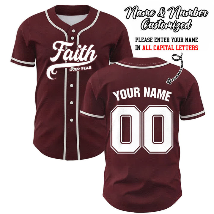 Christianartworkshop Faith Over Fear Maglia da baseball unisex personalizzata con nome e numero - Vino - 5XL - Nome & Numero personalizzati - image 32