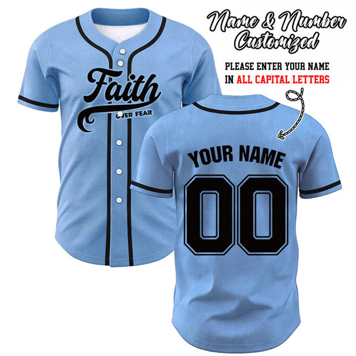 Christianartworkshop Faith Over Fear Maglia da baseball unisex personalizzata con nome e numero - Blu - 5XL - Nome & Numero personalizzati - image 40
