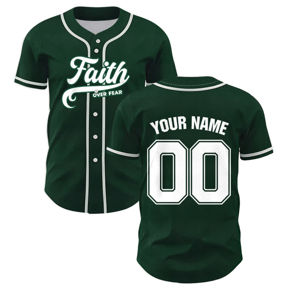 Christianartworkshop Faith Over Fear Maglia da baseball unisex personalizzata con nome e numero - image 49