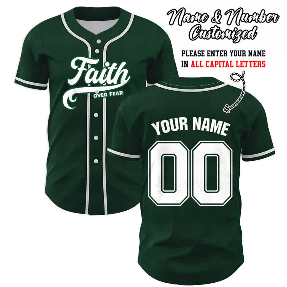 Christianartworkshop Faith Over Fear Maglia da baseball unisex personalizzata con nome e numero - Verde - 5XL - Nome & Numero personalizzati - image 48