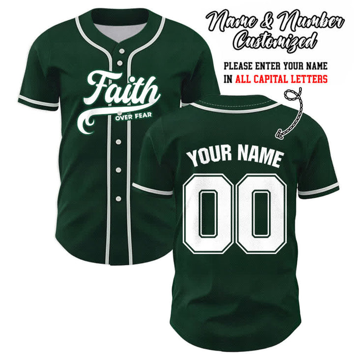 Christianartworkshop Faith Over Fear Maglia da baseball unisex personalizzata con nome e numero - Verde - 5XL - Nome & Numero personalizzati - image 48