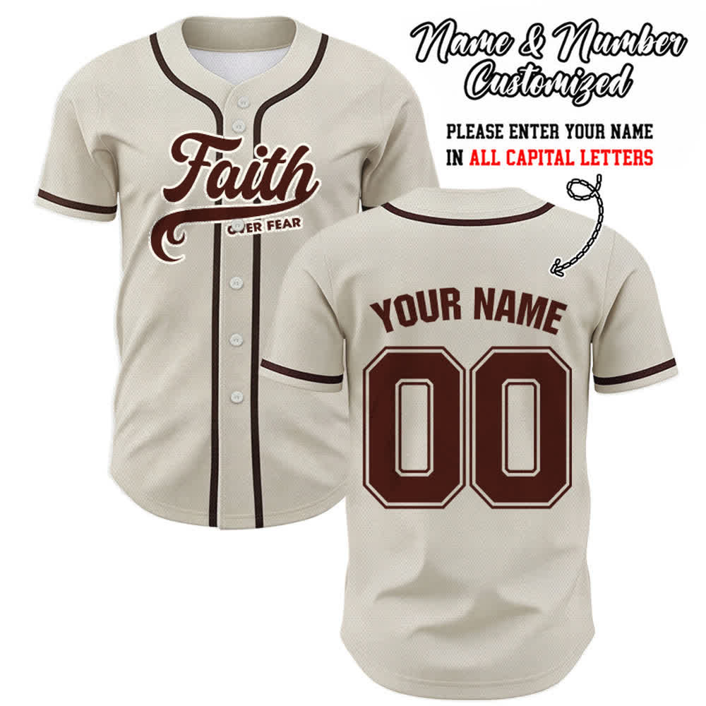 Christianartworkshop Faith Over Fear Maglia da baseball unisex personalizzata con nome e numero - Albicocca - 5XL - Nome & Numero personalizzati - image 56