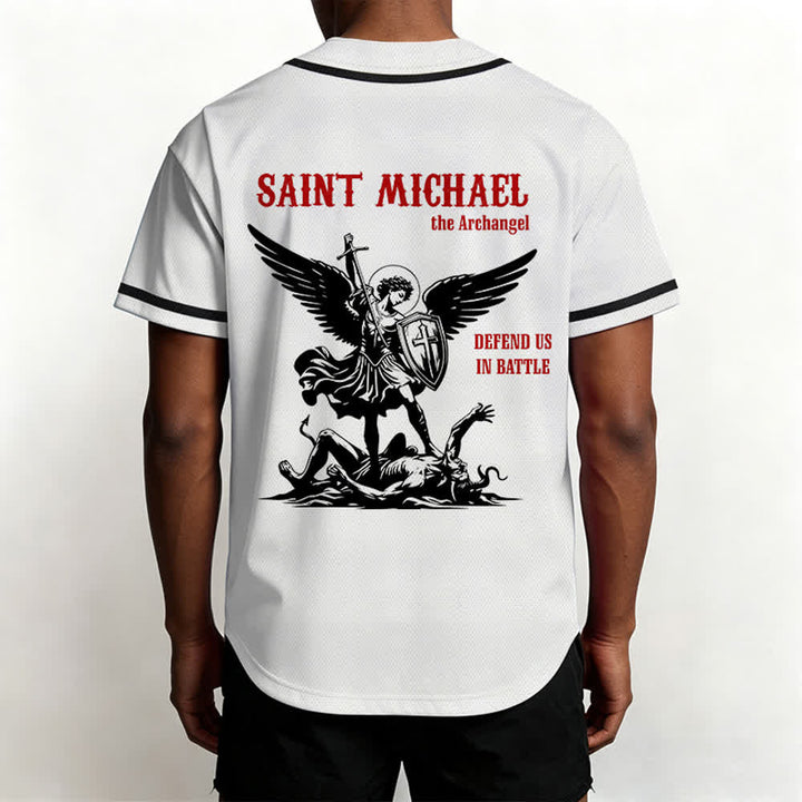 Christianartworkshop Maglia da baseball unisex con la scritta "San Michele Arcangelo, difendici" - image 5