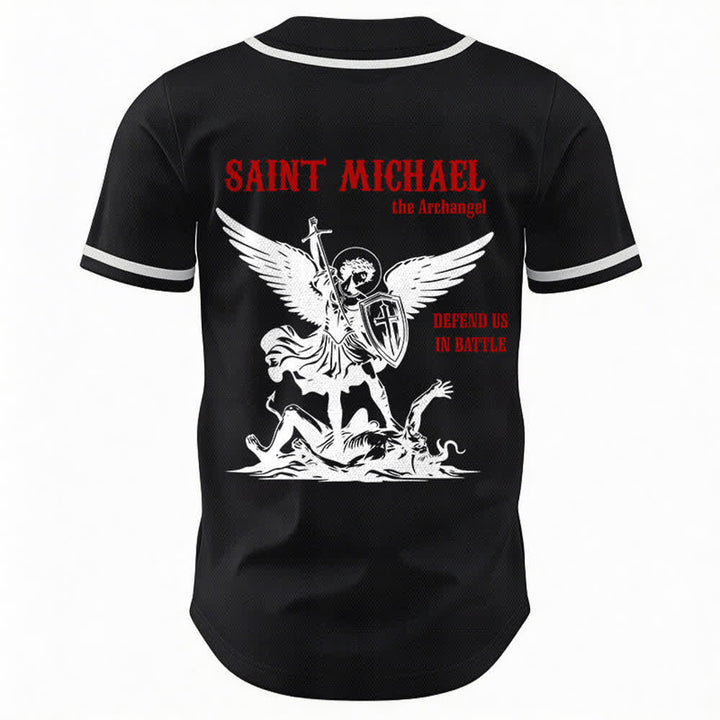 Christianartworkshop Maglia da baseball unisex con la scritta "San Michele Arcangelo, difendici" - image 8