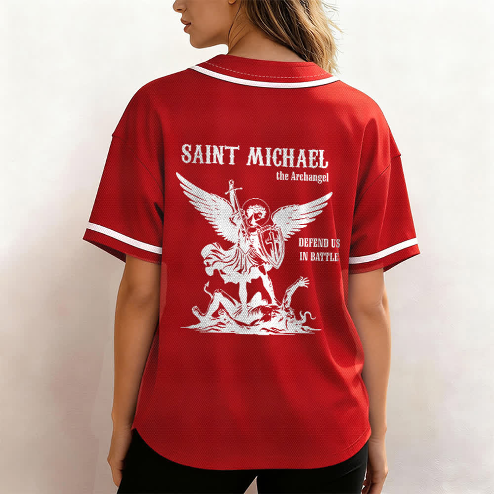 Christianartworkshop Maglia da baseball unisex con la scritta "San Michele Arcangelo, difendici" - image 17