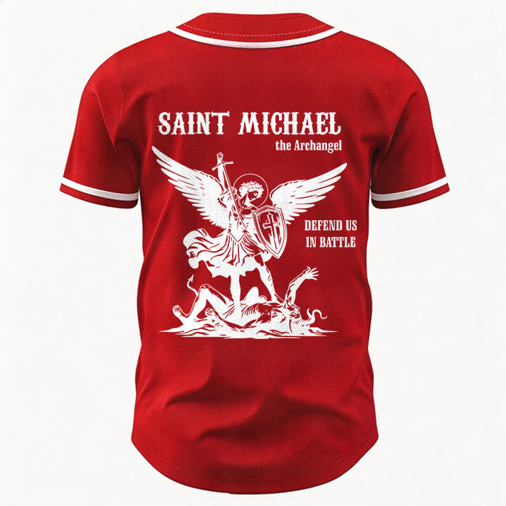 Christianartworkshop Maglia da baseball unisex con la scritta "San Michele Arcangelo, difendici" - image 15
