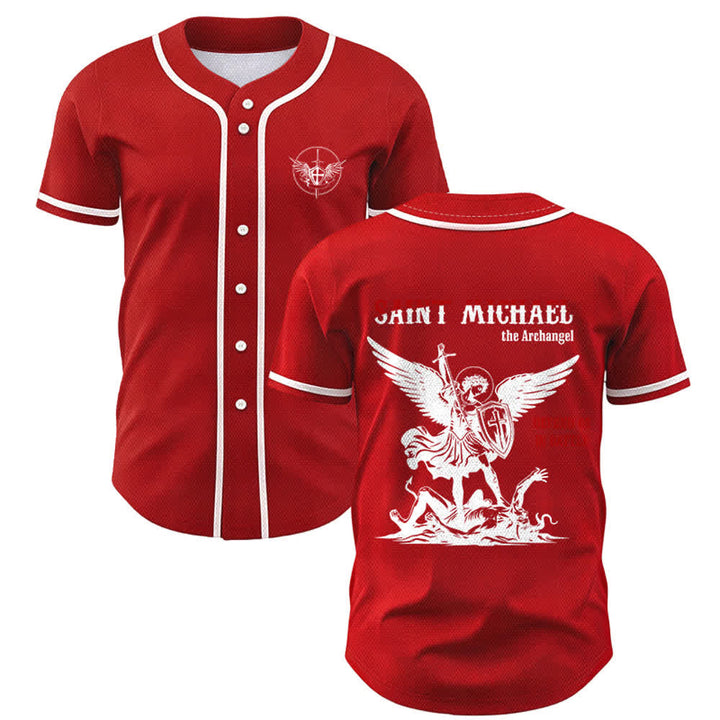 Christianartworkshop Maglia da baseball unisex con la scritta "San Michele Arcangelo, difendici" - Rosso - 5XL - image 14